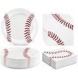 QIYANPAX Baseball Party Decorations, 50 PCS Baseball Plates and Napkins Set with 9-Inch Dinner Plates and Napkins, Baseball Birthday Party Decorations for Sports Team Game Day