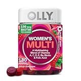 OLLY Women's Daily Multivitamin Gummy, Vitamins A, D, C, E, Biotin, Folic Acid, Adult Chewable Vitamin, Berry Flavor, 65 Day Supply - 130 Count