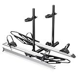 Young 2-Bike Ebike Hitch Rack with Ramp, 200 lbs Capacity for Car, SUV | Fits Fat Tire & Standard Bikes. Fits 2" Receivers, Scratch-free, Sturdy Steel/Aluminum, Anti-wobble, Ramp Stores on Rack
