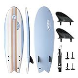 THURSO SURF Lancer 5'10'' Soft Top Foam Surfboard Fish Surf board for Kids & Adults Includes Twin Fins Double Swivel Leash EPS Core IXPE Deck HDPE Slick Bottom Non-Slip Deck Grip - Perfect for Surfing
