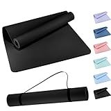 Wimwum Extra Wide Yoga Mat 72" x 32", 6mm Non Slip TPE Exercise Mat with Carrying Strap, Large Workout Mat for Yoga, Pilates, Stretching, HIIT & Home Gym, black