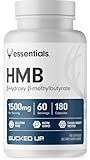 Bucked Up HMB (Beta-Hydroxy Beta-Methylbutyrate) 1500mg Per Serving, Essentials (60 Servings, 180 Capsules)