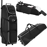 JMIANeodark 39-Inch Hockey Bag with Wheels, Large Ice Hockey Duffel Travel Bag for Equipment & Gear, with Separate Shoe Compartment (Black)