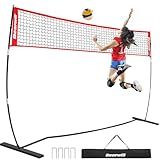 Bearwill Volleyball Net, 12FT Portable Volleyball Net for Backyard, Freestanding Volley Ball Set Height Adjustable with Carry Bag, Volley Ball Practice Nets Training Equipment for Indoor and Outdoor