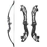 TOPARCHERY Archery Takedown Recurve Bow Hunting Long Bow Alloy Riser for Outdoor Shooting Training- Right Hand - Draw Weight 30lbs 40lbs - with Arrow Sight, Arrow Brush (Black-30lb)