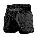 ROAR Muay Thai Shorts Mens Fight Shorts MMA Grapplig Kick Boxing Training Fitness Trunks Martial Arts (Black, Large)