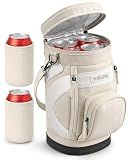 YOREPEK Golf Cooler Bag, Insulated Golf Bag Shaped Cooler Holds 6 Cans with 2 Can Sleeves Included, PU Leather Leak-Resistant Cooler Fits Discreetly in Golf Bags, Fathers Day Golf Gifts for Men Dad