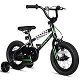 vollsch 14 Inch BMX Style Kids Bike for 2-8 Years Old Boys Girls Toddlers Bicycle with Coaster Brake Training Wheels, Black