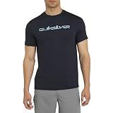 Quiksilver Men's Swimwear Regular Fit UPF 50 Short Sleeve Sun Tee Rash Guard Shirt, Navy, X-Large