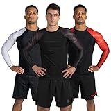 Sanabul Essential Long Sleeve Compression Training Rash Guard for MMA BJJ Wrestling Grappling and No Gi Jiu Jitsu Rashguard - All Black, X-Large