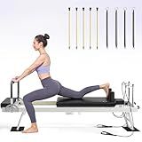 Pilates Reformer, Foldable Pilates Machine for Home and Gym Workout with Dual Resistance and Adjustable Heights, Pilates Equipment Suitable for Advanced and Beginners Users, Up to 440 LBS (Black)
