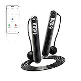 Smart Jump Rope,Cordless Jump Rope with LCD Display Counter,APP Data Analysis,Cordless Ball Counterweight Skipping Rope,Suitable for Women, Men, all Age Groups Adjustable Skipping Rope (Black)