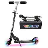 Kick Scooter for 3+Years Old Boys & Girls Lightweight, Foldable, Aluminum Frame, and Adjustable Handlebars, Rear Brake, and Flashing Light up Wheels