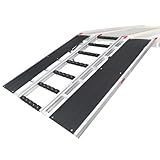 Black Ice 5' L Snowmobile Ramp with Wide Glides, Stud Protectors, 1,500 lb. Capacity, Aluminum, Folding, for Trailers
