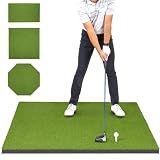 GoSports Golf Hitting Mat - Elite 5 x 4 ft - 15 mm Artificial Turf Training Mat for Indoor/Outdoor Swing Practice, Includes 3 Rubber Tees