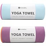Eunzel 2 Pack Hot Yoga Towel Non-Slip Yoga Mat Towel Ultra-Absorbent Microfiber Towel for Hot Yoga, Pilates,Bikram and Workout 26.5"x 72", Blue/Pink& Purple/Orange
