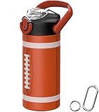 MYFOREST 14oz/400ml Insulated Kids Water Bottle, Odor-Free Surgical Grade Liner, Dishwasher-Safe, Name Spot, Soft Sipper (American Football 2)