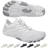 Hike Barefoot Shoes for Women Men, Breathable Non-Slip Athletic Footwear, Wide Toe Water Shoes for Hiking, Non-Slip Neuropathy Shoes for Women Men, Grounded Comfort wear (White Gary A26, Adult, Women, 8, Numeric Range, US Footwear Size System, 8.5, Medium)