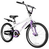 WEIZE Kids Bikes,20 Inch Boy's Bike for Kids,BMX Style Bicycle for Boys Girls Ages 6-12 Years Old,Kids Bicycle with Adjustable Seat,Training Wheels,Front and Rear Fender,White
