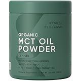 Sports Research Organic MCT Oil Powder - Keto & Vegan MCTs C8, C10 from Coconuts - Fatty Acid Brain & Body Fuel*, Non-GMO & Gluten Free - Unflavored, Perfect in Coffee, Tea & Protein Shakes - 10.6 oz