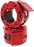 Clout Fitness Olympic Barbell Clamps Collars Quick Release Pair of Locking Weight Clips Fit 2 Inch Barbell for Weightlifting Red