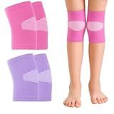 Skylety 2 Pairs Kids Knee Sleeve Kids Knee Brace Children Support Compression Child Sleeve Pads for Basketball, Volleyball, Sports, Gymnastics (Large,Pink, Purple)