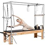 Pilates Reformer with Cadillac Trapeze Table/Tower & Mat,6 Springs Reformer Pilates Machine, Quick-Assembly Studio Grade Pilates Reformer Machine, Pilates Equipment with Sitting Box,for Home