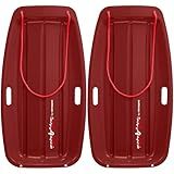 Retrospec Retrorider Plastic Snow Sled for Kids and Adults - Toboggan Style with Pull Rope, Cold-Resistant Construction & Hard Bottom for Fast Downhill Rides