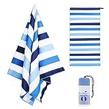 Exclusivo Mezcla Microfiber Quick Dry Beach Towel, Large Lightweight Sandfree Pool Towel for Swimming Camping Travel with Bag (Blue, 30x60 Inches)