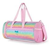 Smasrob Dance Bag for Girls with Full Open and Shoe Compartment, Ballet Bag with Waterproof Pocket for Dance, Overnight, Weekend,Pink