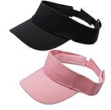 Kids-Girls-Visor Beach-Sun-Hat Adjustable Sun Protection Summer Outdoor Sports Cap for 6 to 12 Years (6-12 Years, Pink+Black)