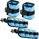 Hollowfly 2 Pairs Ankle Wrist Weights for Land or Aquatic Exercise Aqua Cuffs Aqua Aerobics Fitness Bands for Ankle and Wrist Adjustable Weights for Swimming Pool Workout Equipment(Blue,1lb)