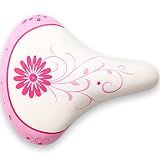 AVASTA Kids Bike Seat Bicycle Saddle for Girls & Boys Waterproof Wide Soft Bike Cushion Dual Shock Absorbing Kids Bike Accessories Fit for 12 14 16 18 20 inch Mountain Road Bicycle，White