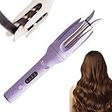 Automatic Hair Curling Iron, 2026 New Fully Automatic Lazy Curling Stick Ceramic Rotating Wand, Upgrade 3 in 1 Auto Hair Curler with Timer Settings 3 Temp, Timer (Purple)