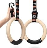 Gonex Wooden Gymnastic Rings with Adjustable Straps, 8.7 ft