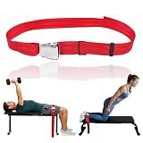Nordic Curl Stabilizer Strap with Anti-Slip Locking Buckle, Adjustable 63-Inch gym seatbelt for Bench, Nordic Curl, Leg Extensions, Seated Rows & Home Gym Training(red)