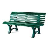Plow & Hearth Weatherproof German PVC Outdoor Bench | 3-Seat | Holds Up to 500 lbs | Garden Patio Porch Park Deck | Steel and Resin (Green)