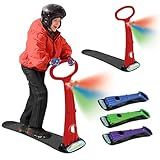 Geospace Winter Fun Foldable Snow Scooter, Ski Skate, Ski Skooter, Snow Sled, and Kids Snowboard with LED Light – Multi-purpose Portable Sandboard, Snow Skate, and Kids/Teenager Sled for All Ages- Red