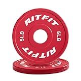 RitFit Fractional Rubber Weight Plates, Colored Bumper Plates for Starting Strength and Progressive Overload Training, Pair and Sets (Red 5LBx2)