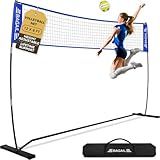 BAGAIL Volleyball Net, 12ft Portable Volleyball Net for Backyard - Adjustable Height, Heavy-Duty Frame, Freestanding Design - Portable Outdoor/Indoor Volleyball Set with Carry Bag - Blue