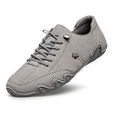 OJPO Driving Shoes for Men Casual Slip Ons Mens Fashion Shoes Comfort Handmade Chukka Dress Casual Shoes size9.5 Grey