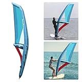 WpozJURf Paddle Board Sail, Inflatable Sail, Inflatable Sailing Sail, Professional Inflatable Paddle Board, Blue and Red, 45.21ft² Sail Area, 360° Base Rotation, Ideal for Windsurfing