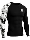 Roadbox Men's UPF 50+ BJJ Rash Guard, Jiu Jitsu Long Sleeve Compression Shirts, MMA Athletic Base Layer Wrestling Grappling