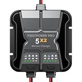 2 Bank Marine Battery Charger 5X2, 10A (5A/Bank) - 12V Boat Charger