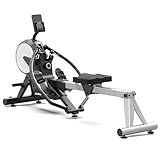 pooboo Full Motion Rowing Machines for Home, Dual Wind & Magnetic Resistance, Foldable Row Machine Up to 400LB Weight Capacity, 14 Levels of Quiet Resistance Rowers for at Home Exercise, App Supported