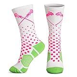 ChalkTalkSPORTS Girls Lacrosse Performance Crew Socks - Sundae Design - Mid-Calf Socks - Youth