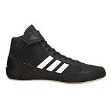 adidas Men's HVC Wrestling Shoes, Black/White/Iron Metallic, 9.5