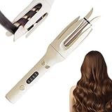 Automatic Hair Curling Iron, 2026 New Fully Automatic Lazy Curling Stick Ceramic Rotating Wand, Upgrade 3 in 1 Auto Hair Curler with Timer Settings 3 Temp, Timer (White)