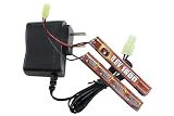Lancer Tactical Airsoft RC Battery Charger and 9.6V NiMH 1600mAh Rechargeable Butterfly Nunchuck Battery Pack for Airsoft AEGs