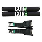 Cor Surf Round Roof Rack Pads with Scratch Resistant Silicone Tie Down Straps for Paddle Board, Kayak Surfboard, SUP, Canoe (Combo Pack of Rack Pad 19 Inches, Strap 10 Feet)